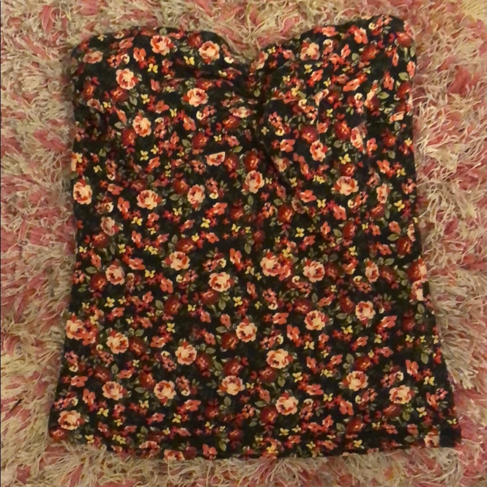 Cute flower shirt strapless shirt